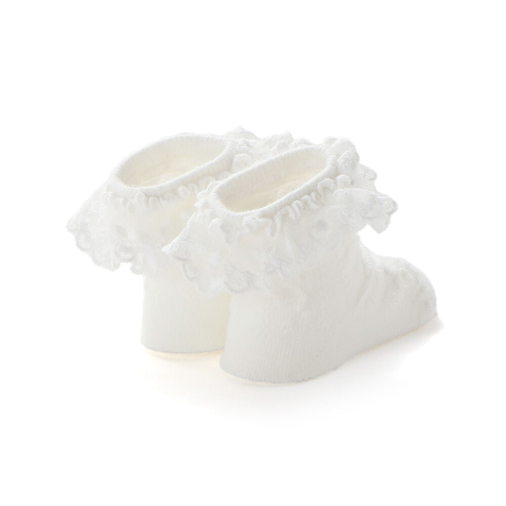 花モチーフ編みレースソックスベビー(9~12cm) オフホワイト ワンサイズ(9-12cm)