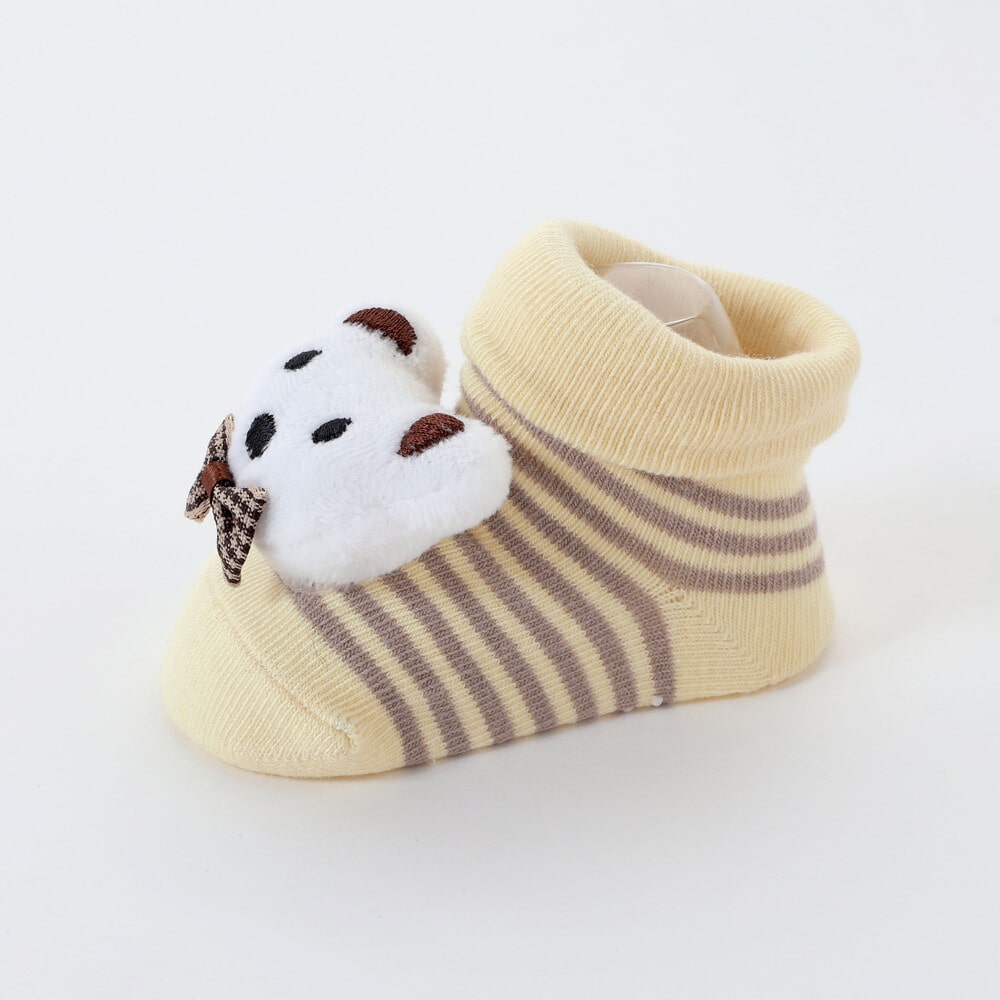 イチゴ・クマ・ハチモチーフ付きカップソックスベビー オフホワイト ワンサイズ