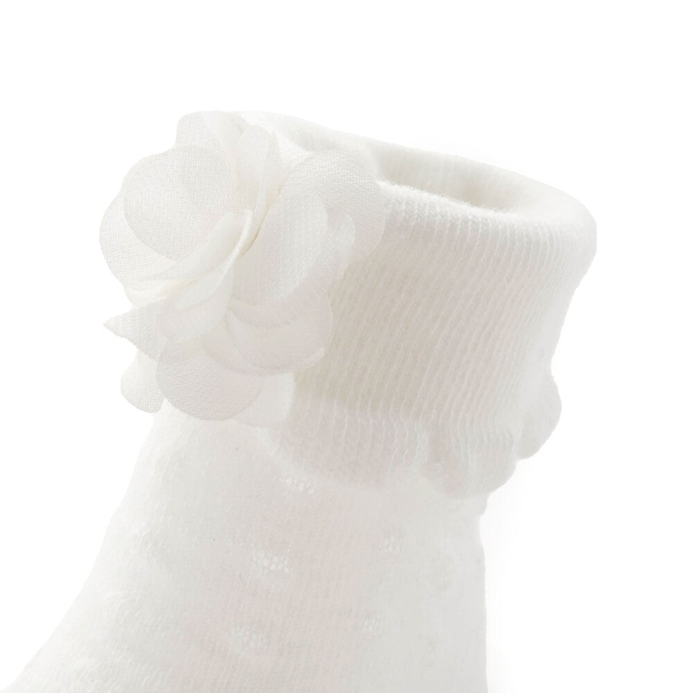 立体花モチーフソックスベビー(9~12cm) ホワイト ワンサイズ