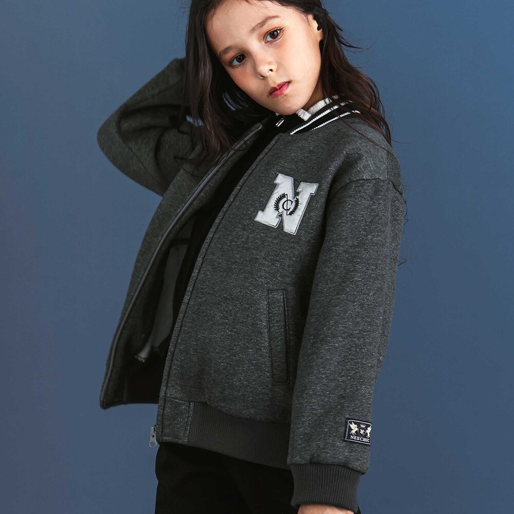 ロゴバッチ裏ジャギー裏毛スタジャン(110~150cm) グレー 110cm