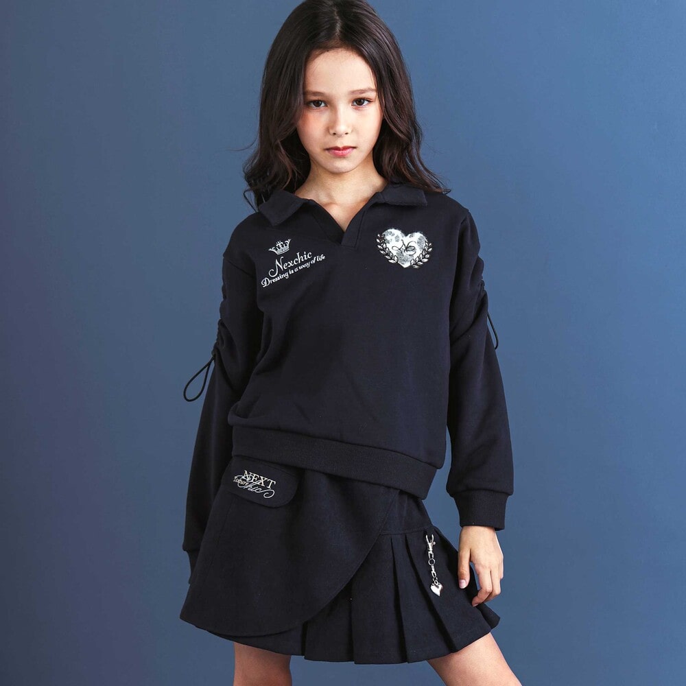 レイヤードプリーツスカパン(110~150cm) ネイビー 110cm