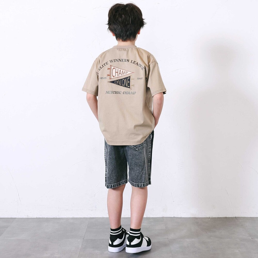 デニムポケット・ピグメントカレッジTシャツ(110~150cm) ベージュ 110cm