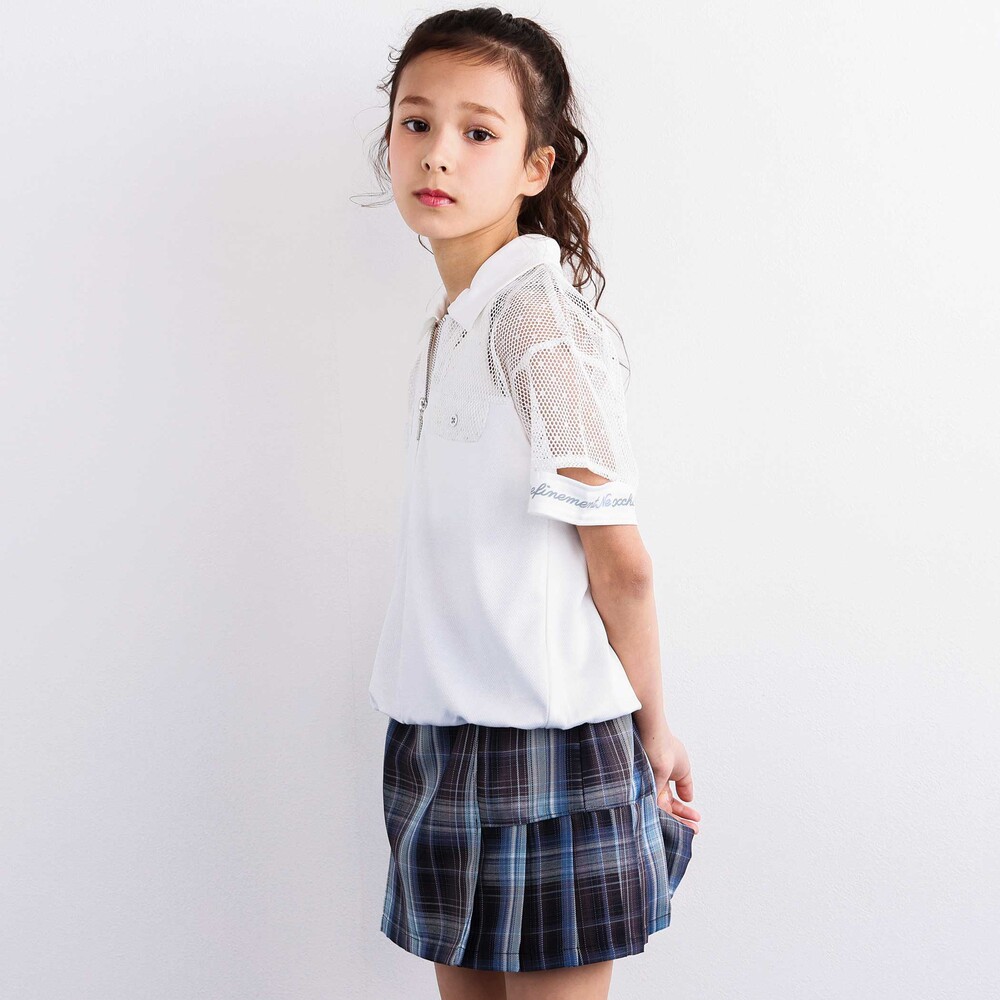 切り替えメッシュハーフジップTシャツ(110~150cm) ホワイト 110cm