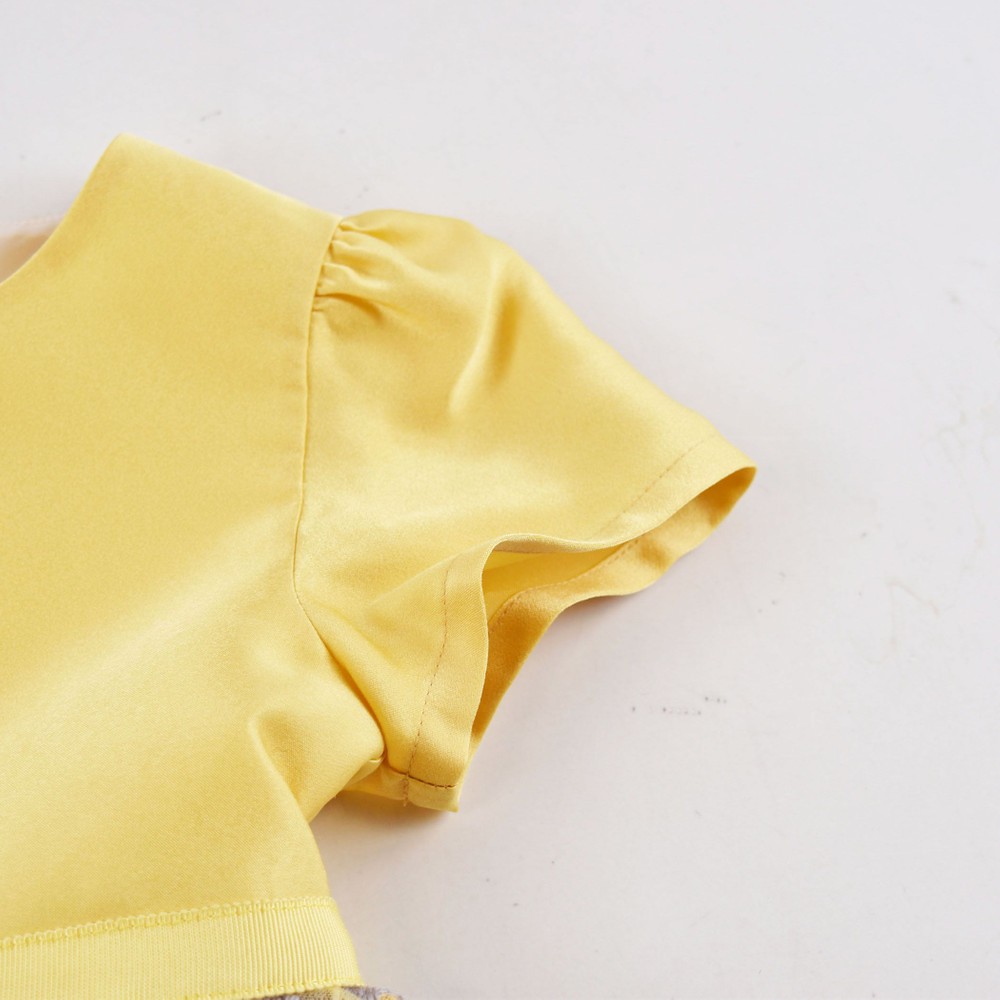 シルデュー サテン チュール ひまわり 刺繍 ドレス (100cm~140cm)