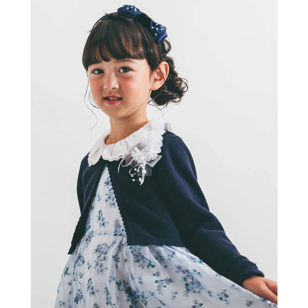 フォーマル シアー チェック 花柄 プリント ワンピース 110 130cm 110cm ブルー系 Fomal 子供服べべの公式通販サイト Bebe Mall