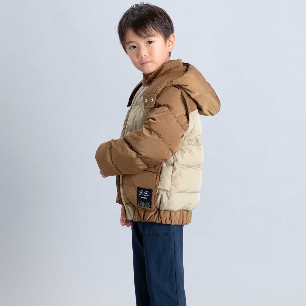 【撥水加工】配色タフタ4way中綿コート(90~150cm) ブルー 90cm