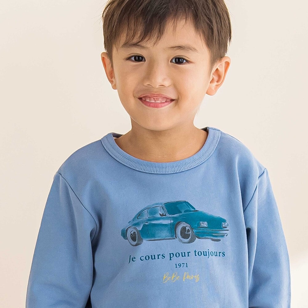 車水彩風プリントトレーナー (90~150cm) ブルー 100cm