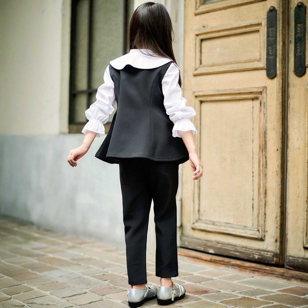 ダブルクロステーパードロングパンツ(110~160cm) ブラック 110cm