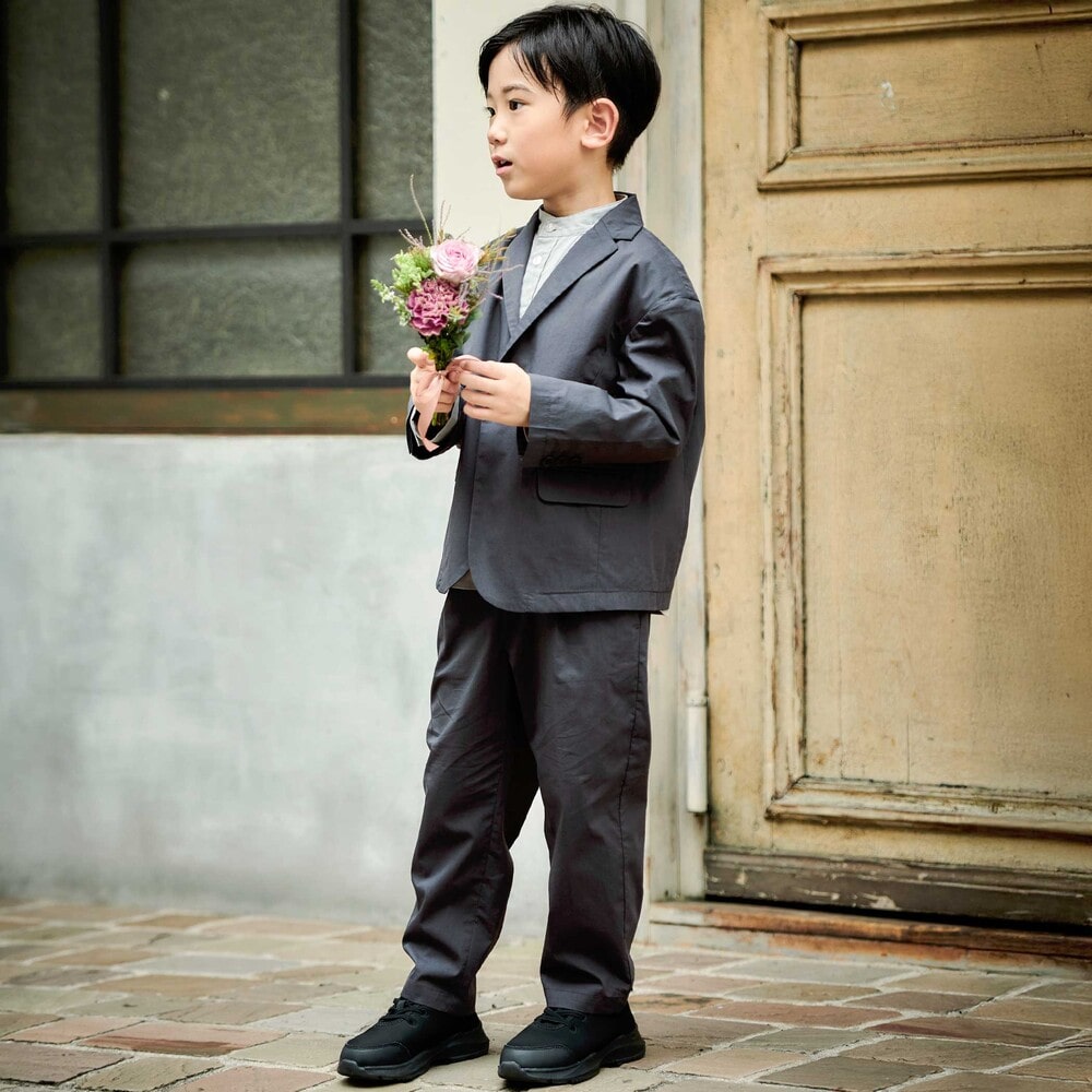 タイプライタータックロングパンツ(110~130cm) グレー 110cm