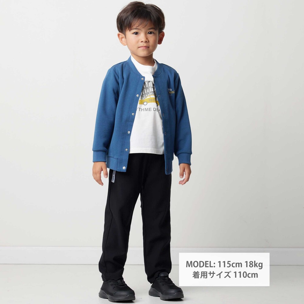 ストレッチツイルサイドテープストレートロングパンツ(90~160cm) ブラック 90cm