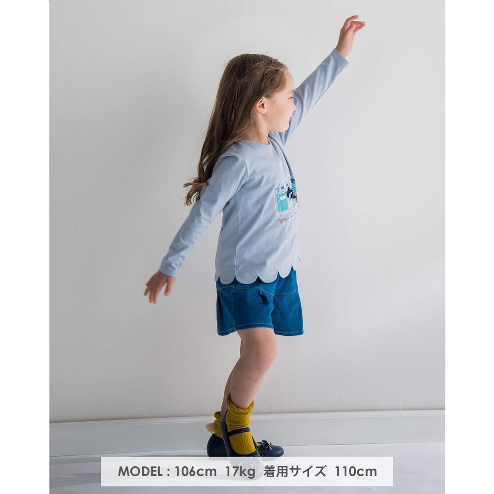 ジョグデニム 裾 タック ショートパンツ (90~150cm)(90cm ブルー): ボトム-子供服べべの公式通販サイト 「BEBE MALL」