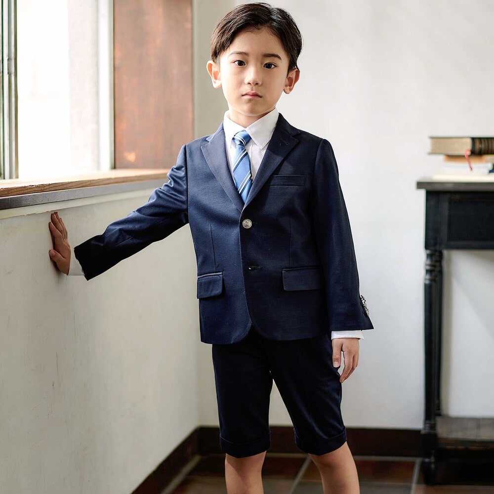 モクロディ裾ダブルハーフパンツ(110~130cm) ネイビー 110cm