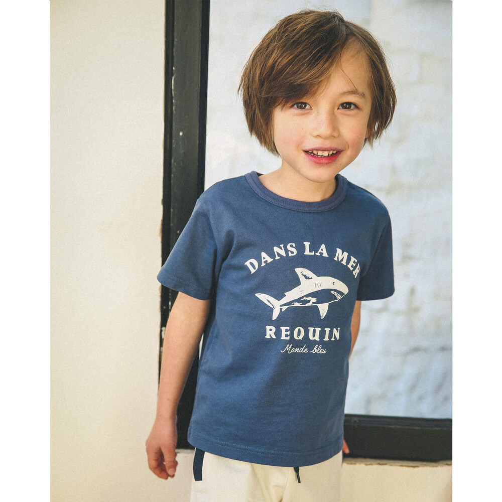 【 吸水速乾 】 サメ ロゴ アニマル プリント Tシャツ (80~150cm)