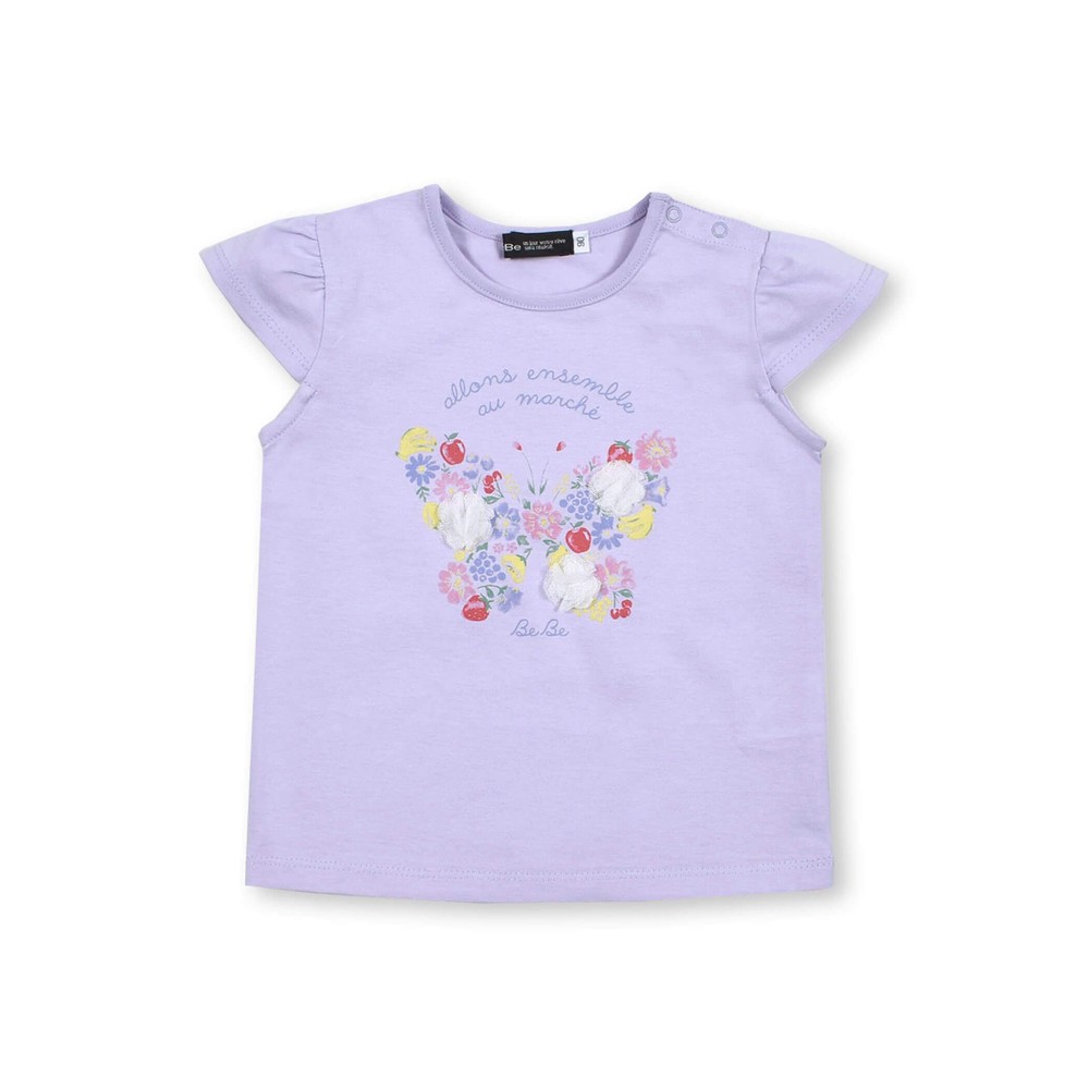 蝶々プリントTシャツ(80~90cm)(80cm パープル): 新生児/ベビー【べべ
