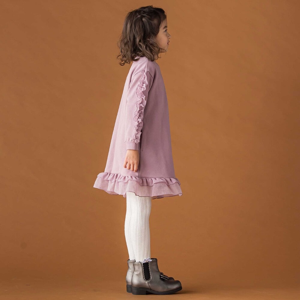 【限定商品】裏毛チュールフリルワンピース(95~150cm) ピンク 100cm