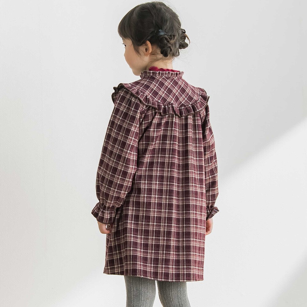 【限定商品】ネルチェック柄ワンピース(95~150cm) レッド系 110cm