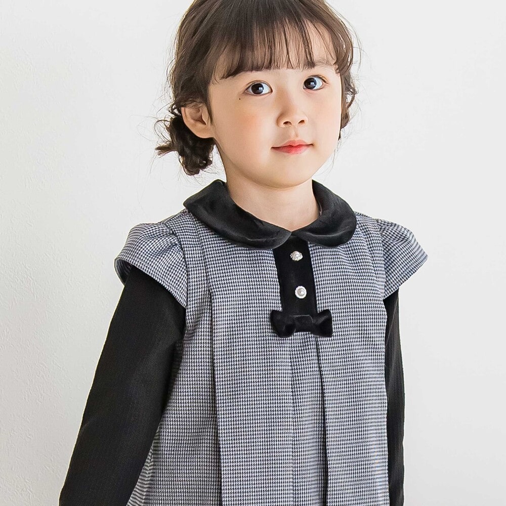 【限定商品】千鳥格子襟ベロアジャンパースカート(95~150cm) ネイビー系 95cm