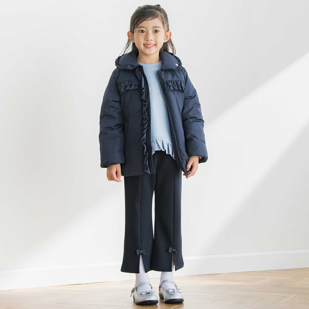 【限定商品】フリルタフタダウンコート(95~160cm) ネイビー 95cm