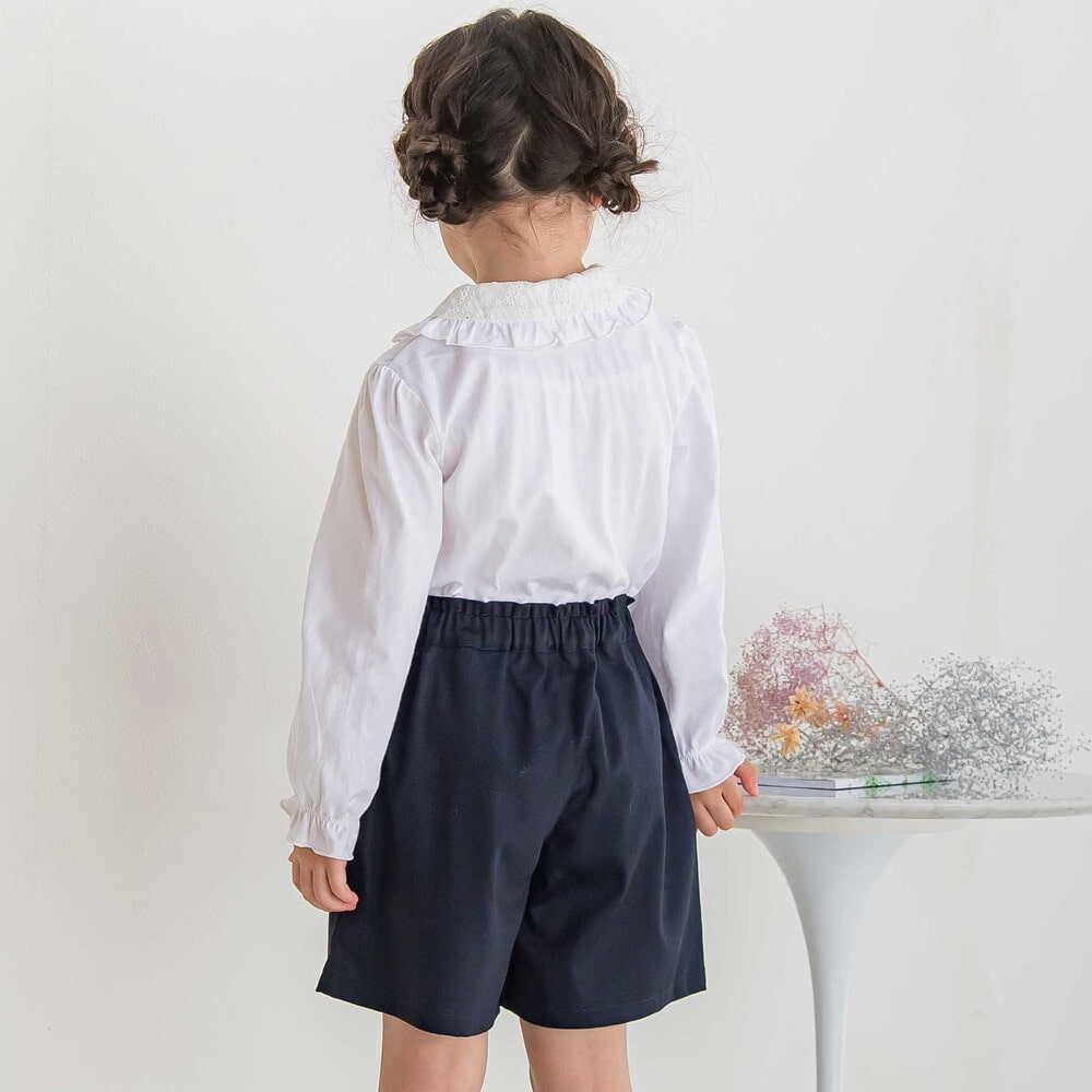【限定商品】襟花レースブラウス(95~150cm) ホワイト 95cm