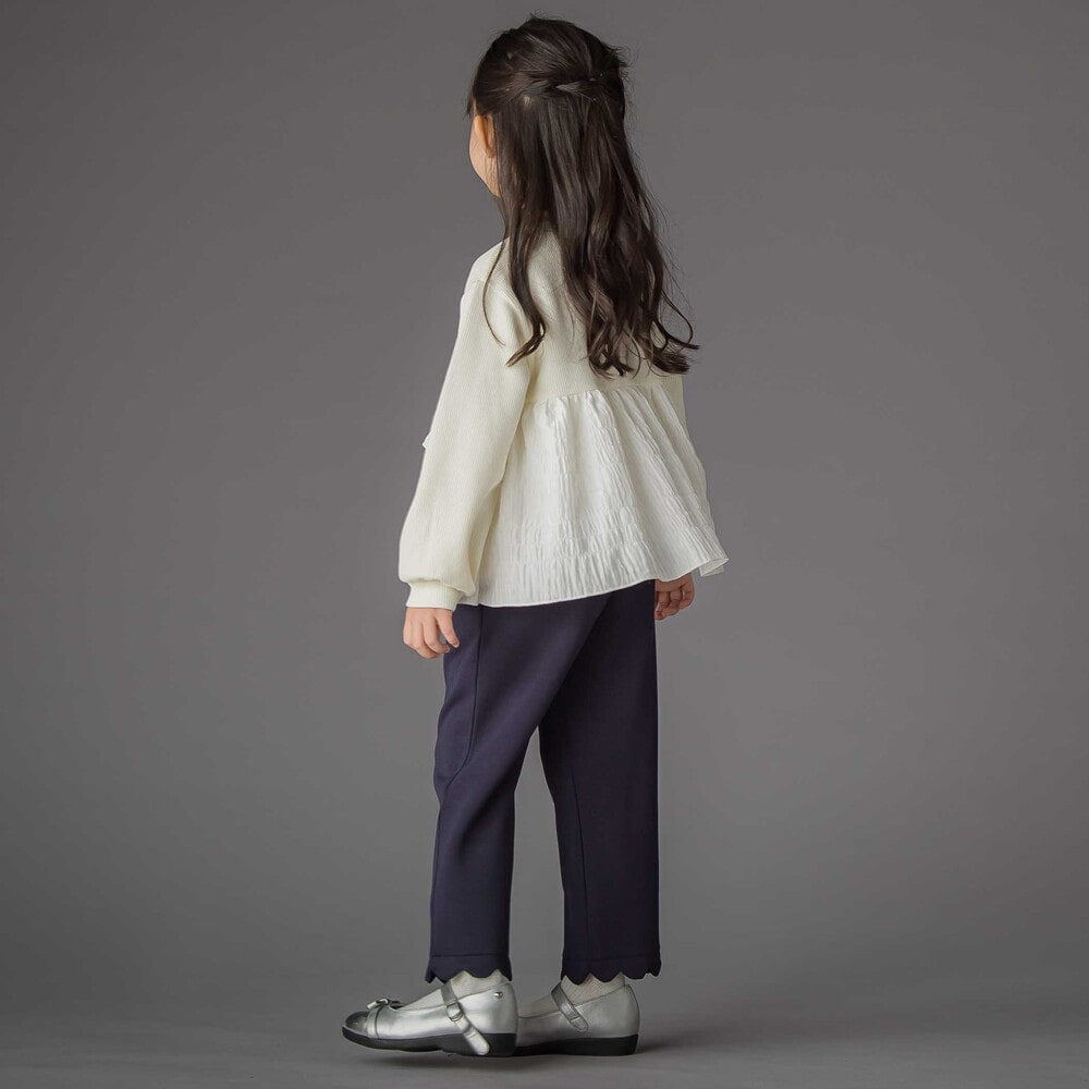 【店舗限定】ニットリブ+フリルトレーナー(95~150cm) ブラック 100cm