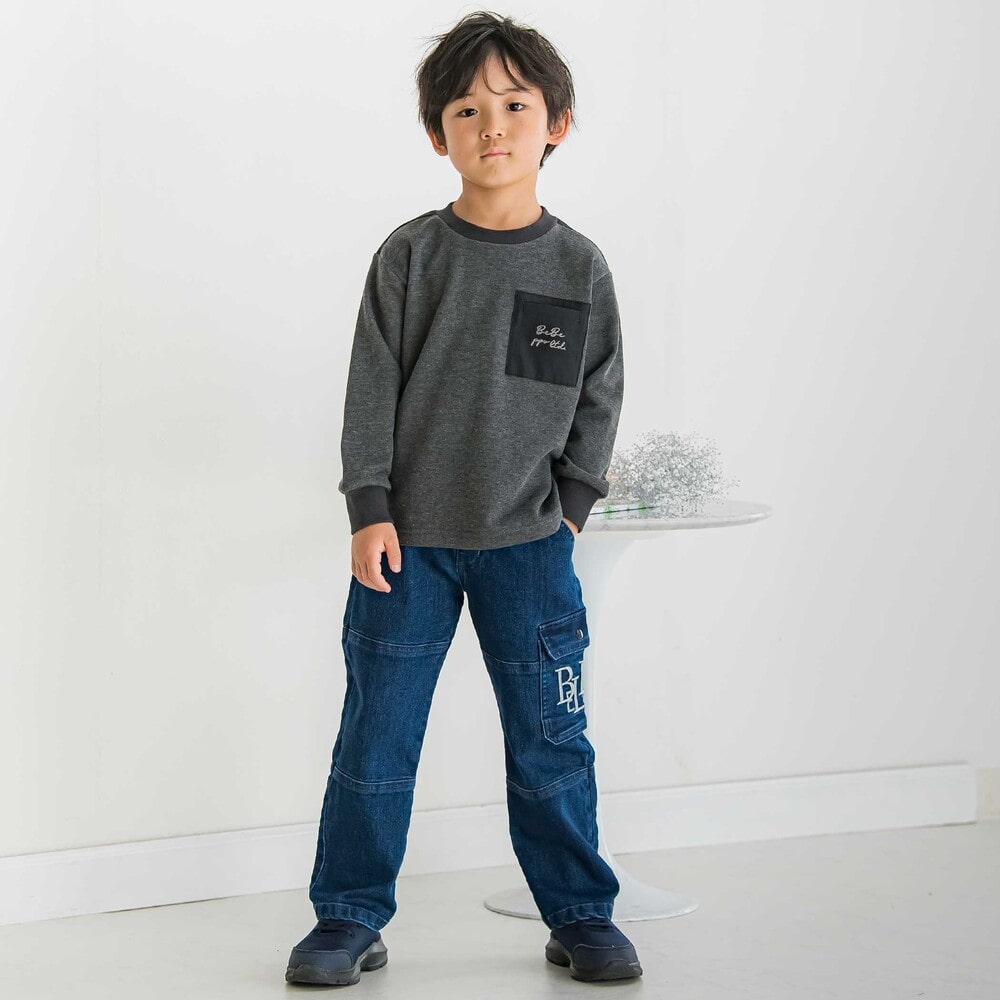 【限定商品】杢裏毛胸ポケットトレーナー(95~150cm) レッド系 95cm