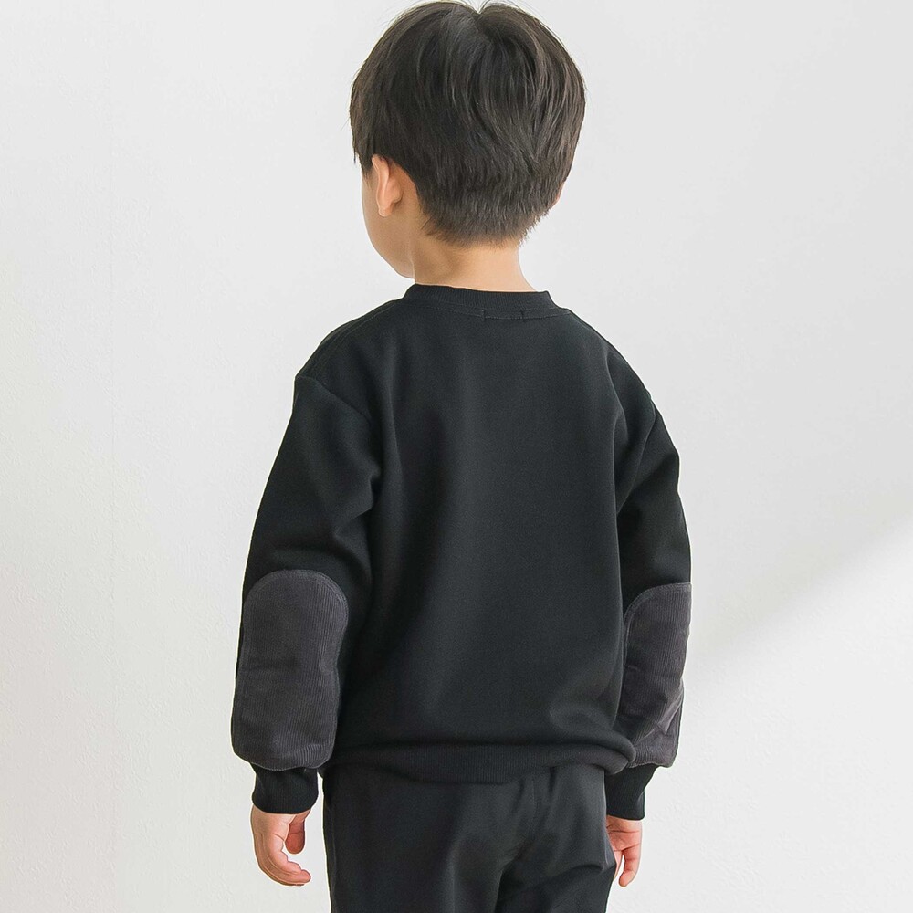 【限定商品】裏毛エルボーパッチトレーナー(95~150cm) ブラック 95cm