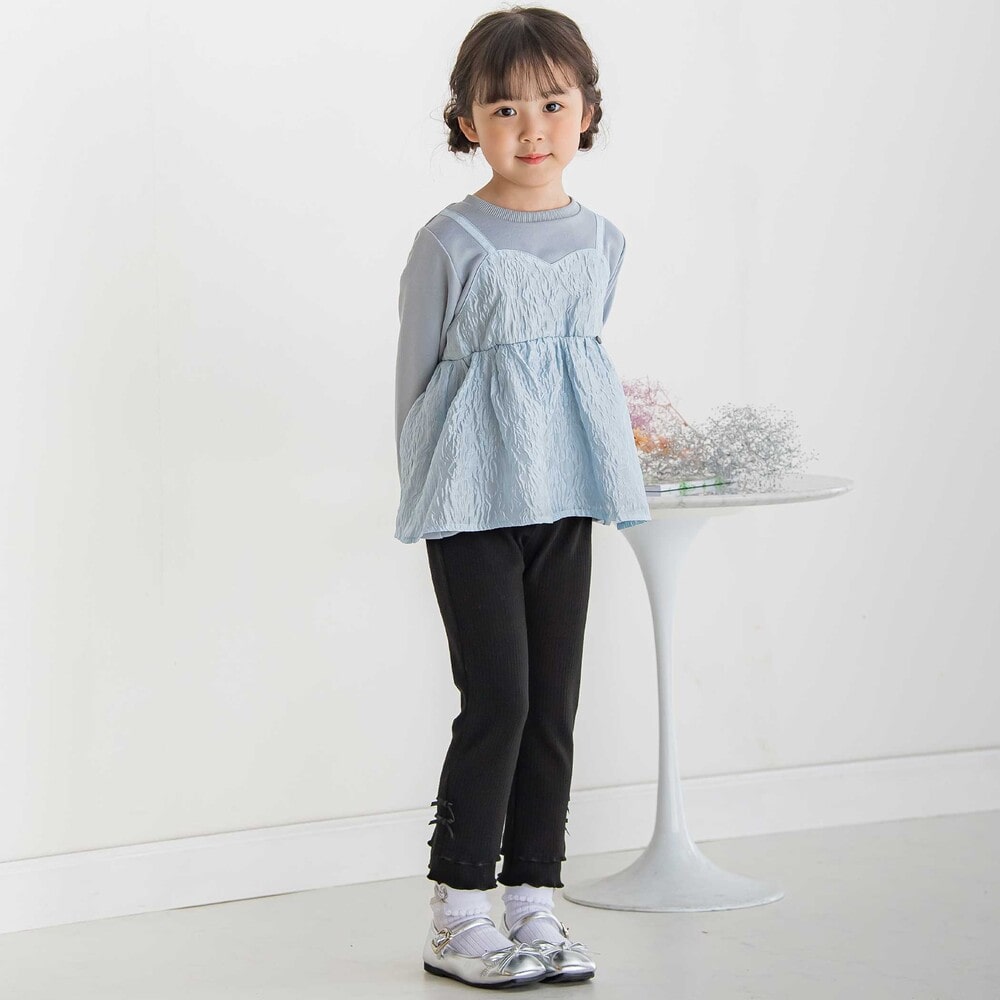 【限定商品】フリルリブレギンス(95~150cm) ブラック 95cm