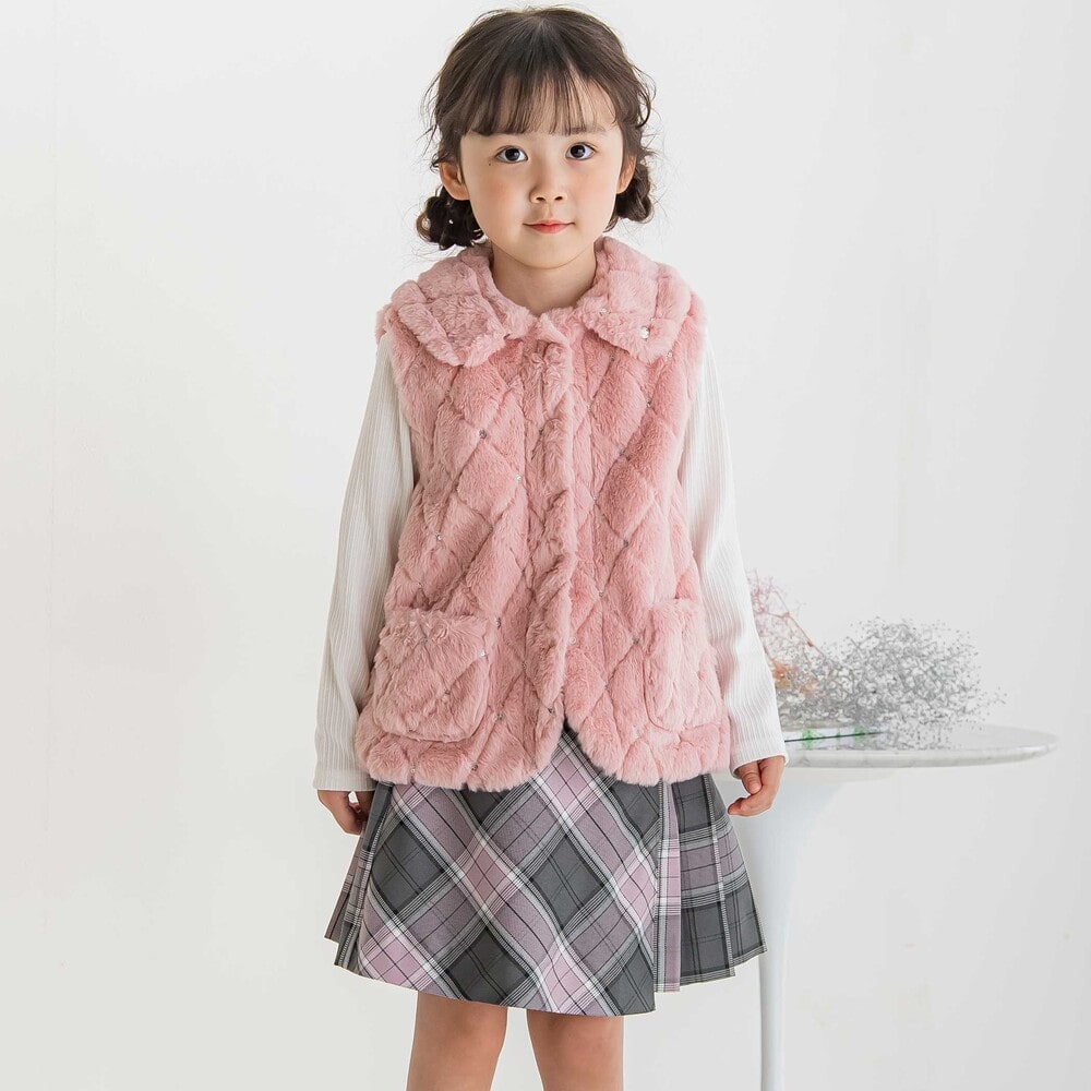 【限定商品】チェック巻きスカートキュロット(95~160cm) ブルー系 95cm