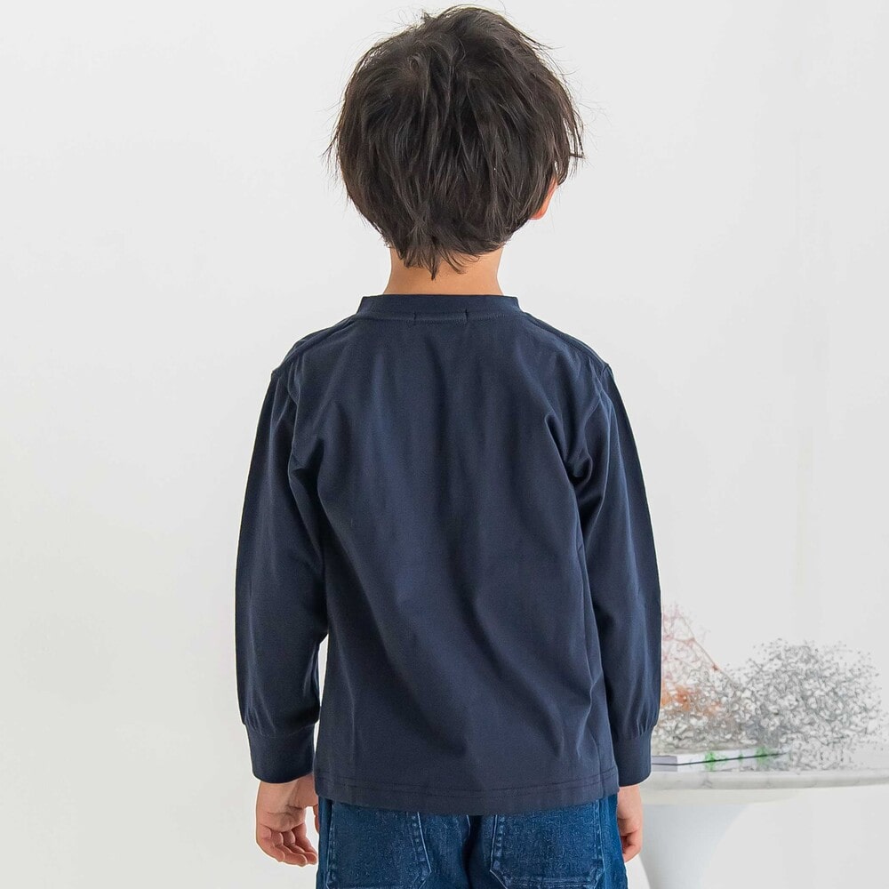 【限定商品】発泡写真プリントロングTシャツ(95~150cm) ネイビー 95cm
