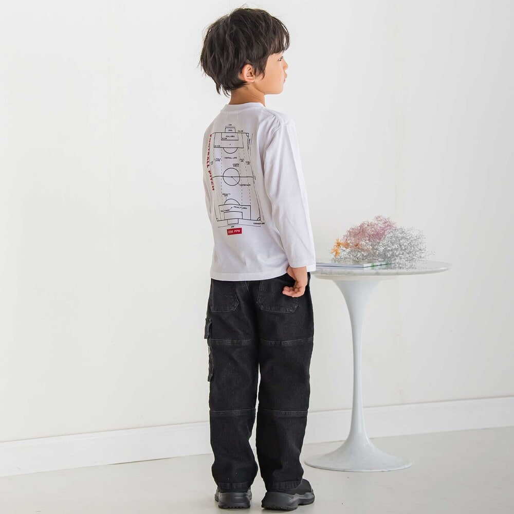 【限定商品】サッカーバックプリントロングTシャツ(95~160cm) ホワイト 95cm