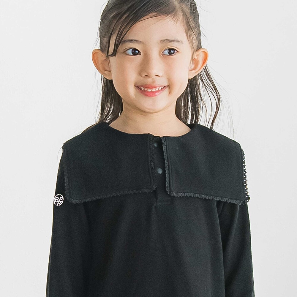 【限定商品】前後着用可能 セーラーカラーフリーストップス(95~150cm) ブラック 95cm