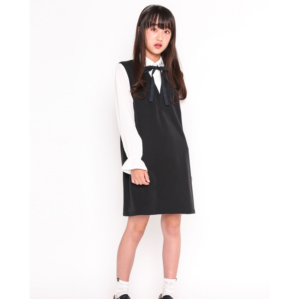 Bebe べべ Bebe Mall Official Online Store ニコ プチ掲載 フォーマル リボン シャツ ジャンパー ワンピース 130 160cm 130cm ホワイト ワンピース ベベ モール オフィシャルオンラインストア