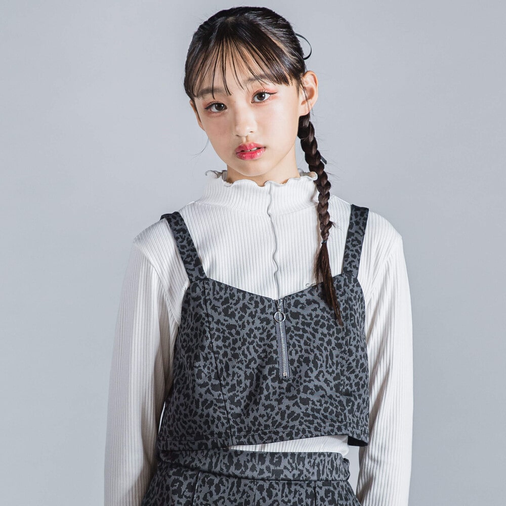 ビスチェ&パンツレオパード柄セットアップ2点セット(130~160cm) ブラック系 150cm