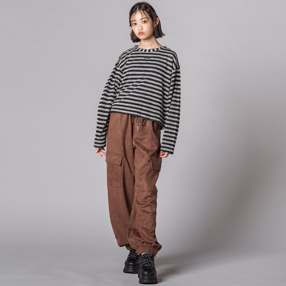 シアーボーダー長袖ニット&タンクトップセット(130~160cm) ブルー 130cm