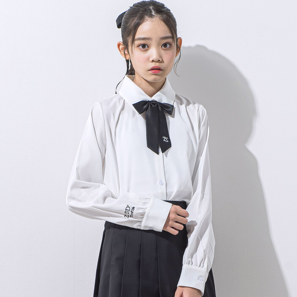 リボン付きブラウス(130~160cm) ホワイト 130cm