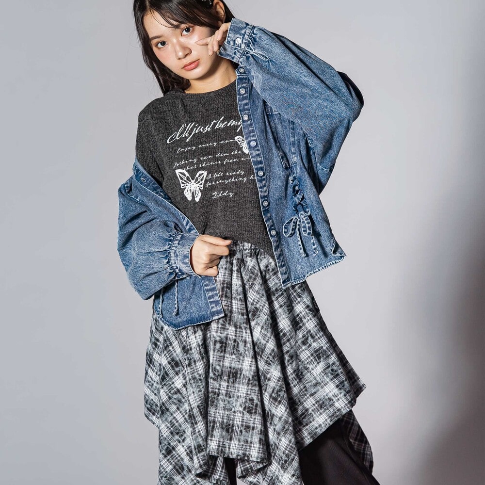 サイドレースアップ長袖シャツ(130~160cm) ブルー 130cm
