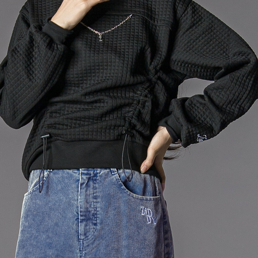 膨れジャガードトドロストトップス(130~160cm) ブラック 130cm