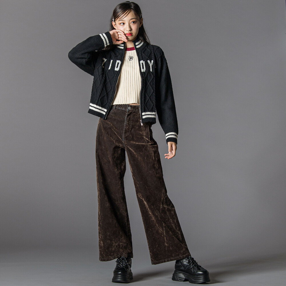 フロッキーワイドデニム(130~160cm) ブラウン 130cm