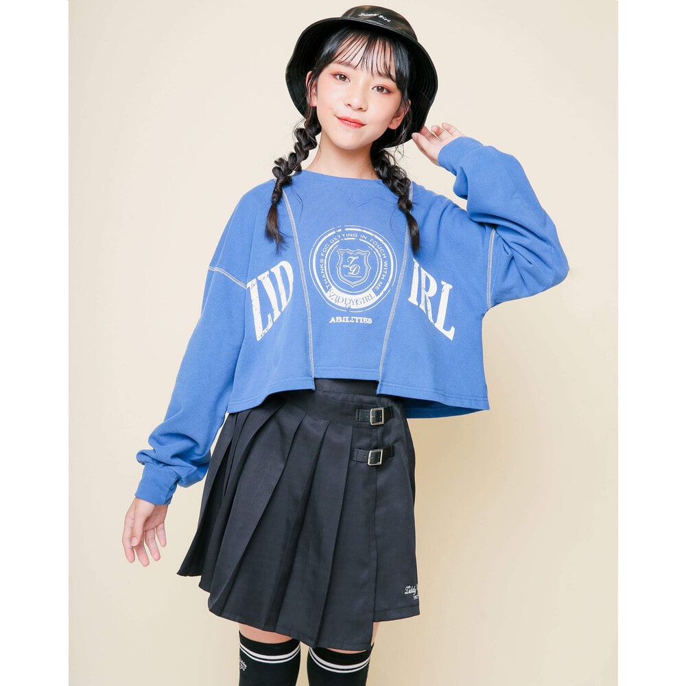 【ニコ☆プチ掲載】 プリーツ 巻き スカート パンツ(130cm~160cm) ブラック 130cm