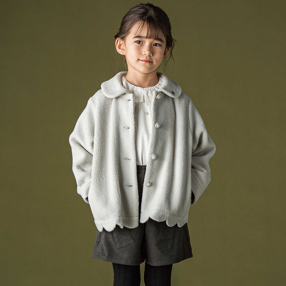 丸襟スカラップボアコート(95~150cm) グレー 95cm