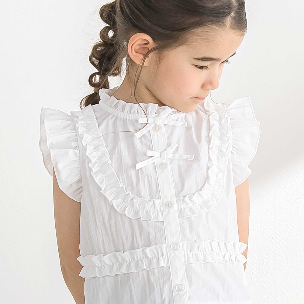 ダブルリボンメロウブラウス(95~150cm) ホワイト 95cm