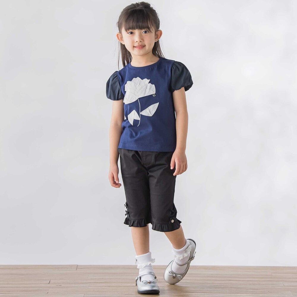 裾フリル6分丈パンツ(95~150cm) ブラック 95cm