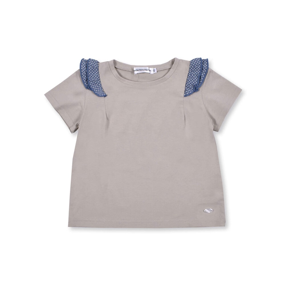 星 プリント フリル コットン Tシャツ (95~150cm)(95cm ベージュ 