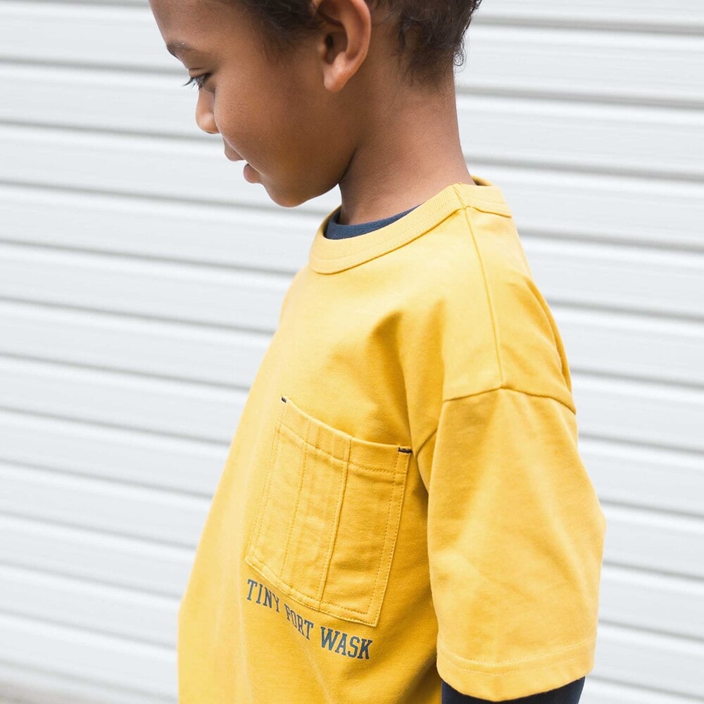 ワークポケット半袖Tシャツ&袖ロゴロンTセット(100~160cm) イエロー 100cm