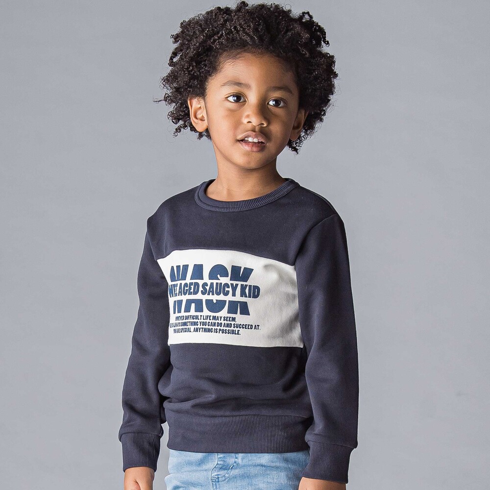 バイカラーロゴ裏毛トレーナー(100~160cm) ネイビー 100cm