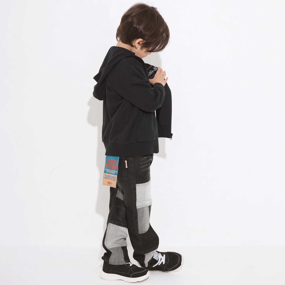 リメイク風切替ストレッチデニムパンツ(100~160cm) ブラック 110cm