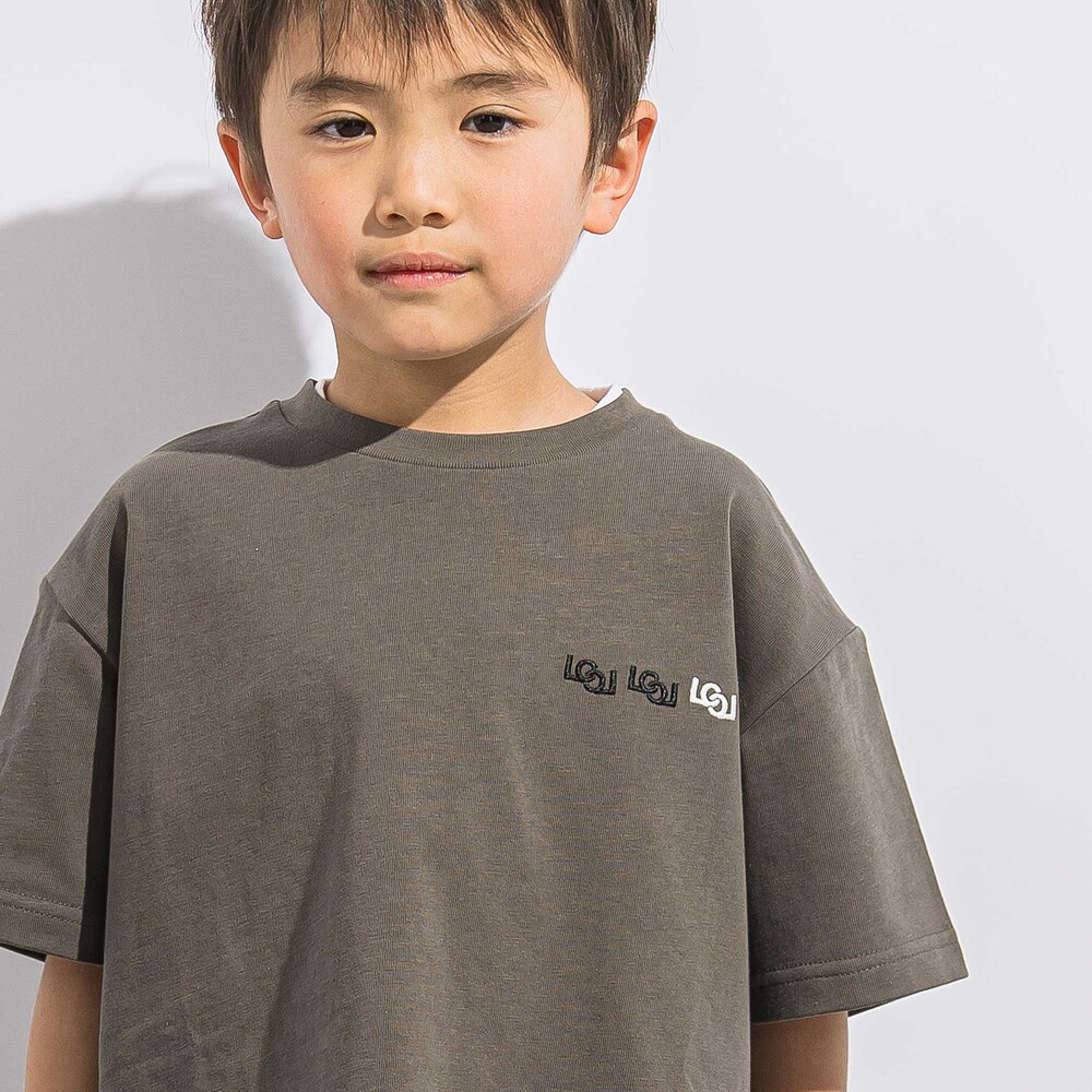【トラベルポーチ付き】天竺スリット入りTシャツ2枚セット親子お揃い(110~140cm) グレー M(110~125cm)