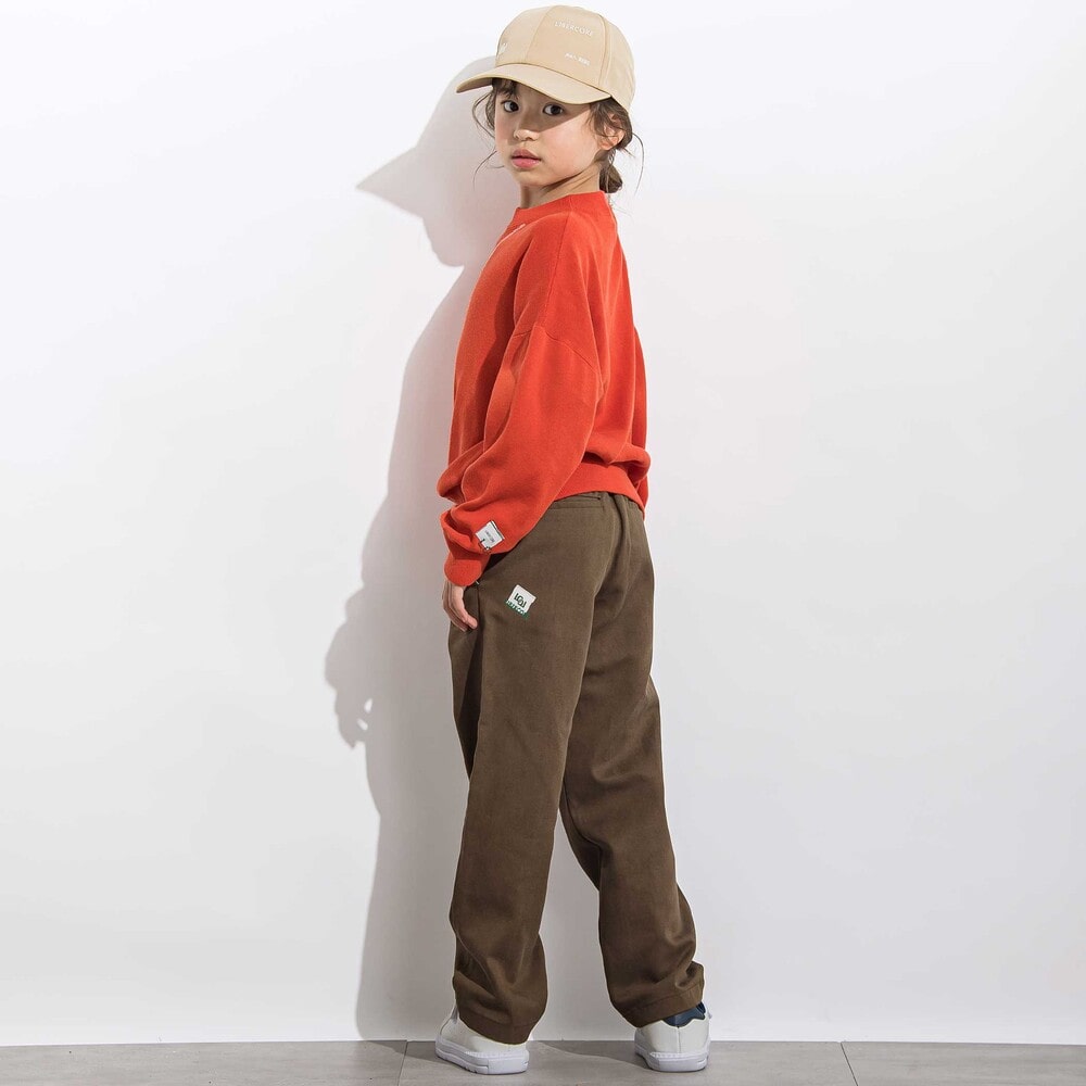 ツイルカラーコードストレートロングパンツ 親子お揃い(110~140cm) ブラウン M(110~125cm)