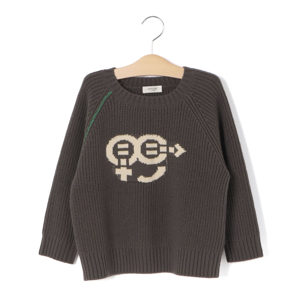 片畦編みロゴ入りセーター親子お揃い(95~140cm) グレー S(95-110cm)