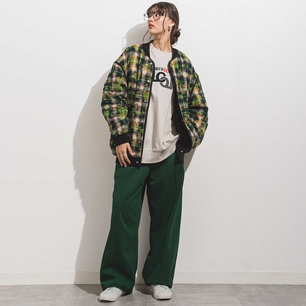 センターステッチカルゼニットトラックパンツ 親子お揃い 大人(140~175cm) グリーン S(140~150cm)